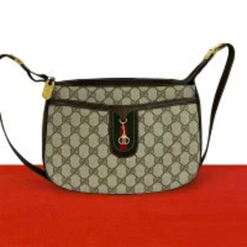 Gucci Sherry GG Leather Shoulder Bag Red Green